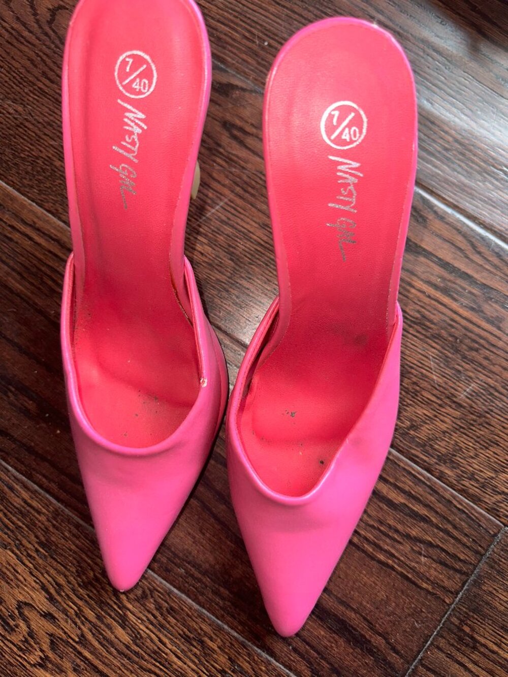 Nasty Gal Hot Pink Pointed Toe Stiletto Mules